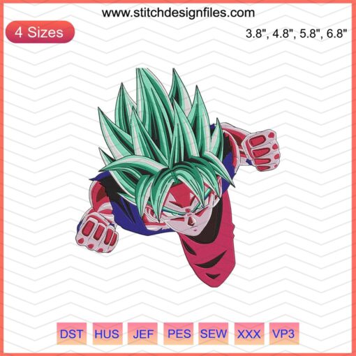 Goku Super Saiyan Blue Embroidery Design, Dragon Ball Machine Embroidery File, Anime Embroidery Pattern