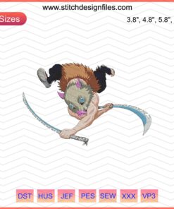Hashibira Inosuke Attack Embroidery Design, Kimetsu no Yaiba, Anime Machine Embroidery, Detailed Stitch Pattern File
