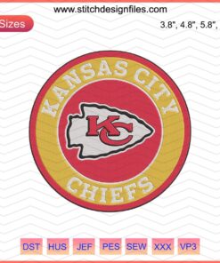 Kansas City Chiefs logo embroidery design file for machine embroidery; detailed Stitch craft template.