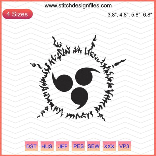 "Sasuke Curse Mark Embroidery File: Naruto Machine Design, Uchiha Clan Pattern - Digital Embroidery Download"