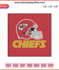 Kansas City Chiefs Embroidery Logo Design File, NFL Chiefs Machine Embroidery Pattern Download for Embroidery Machines.