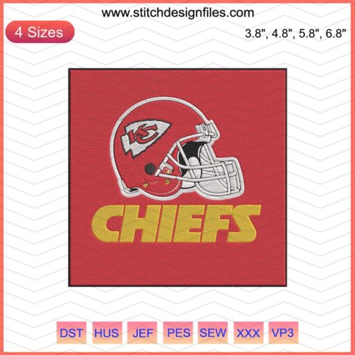 Kansas City Chiefs Embroidery Logo Design File, NFL Chiefs Machine Embroidery Pattern Download for Embroidery Machines.