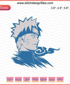 Naruto Half Body Embroidery Designs File, Ninja Character Machine Embroidery Pattern, Anime Stitching Design