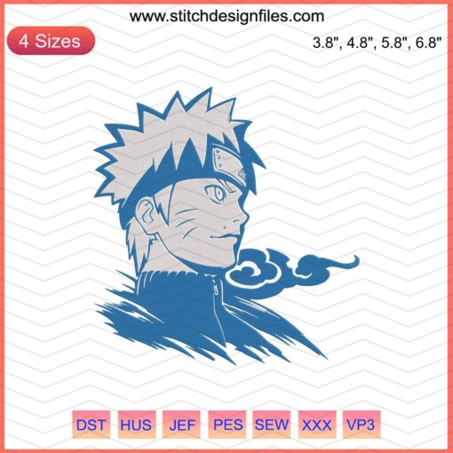 Naruto Half Body Embroidery Designs File, Ninja Character Machine Embroidery Pattern, Anime Stitching Design