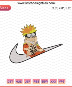 Nike x Naruto Childhood Embroidery Design File, featuring Naruto characters for machine embroidery on Nike apparel.