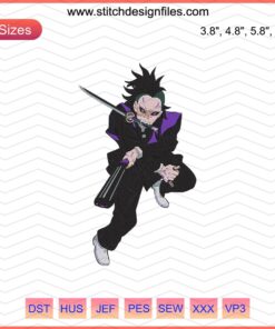 Genya Shinazugawa Demon Embroidery Designs File - Demon Slayer Machine Embroidery Patterns, Kimetsu no Yaiba Motifs