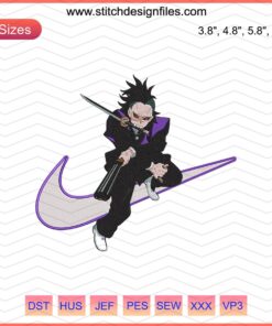 Nike x Genya Shinazugawa Demon Slayer Embroidery File, Kimetsu no Yaiba Machine Designs, Unique Anime Embroidery Pattern