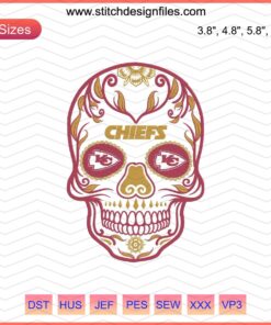 Kansas City Chiefs Skull Logo Embroidery Design, NFL Machine Embroidery Pattern, Chiefs Skull Embroidery File