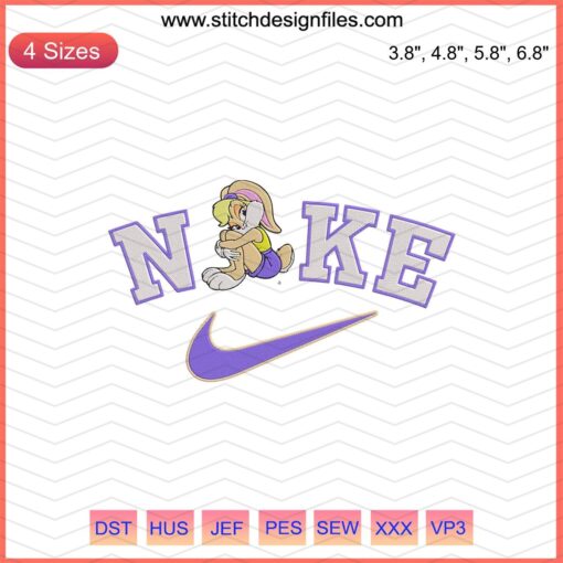 Nike x Lola Bunny Embroidery File: Vibrant Nike and Lola Bunny machine embroidery pattern for apparel customization.