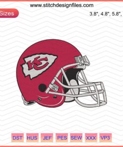 KC Chiefs Varsity Football Helmet Embroidery Design File, Perfect for Kansas City Chiefs Machine Embroidery Projects.