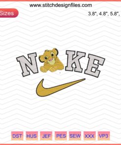 Simba Kid x Nike Embroidery Designs: Lion King-Inspired Machine Patterns for Nike Apparel.