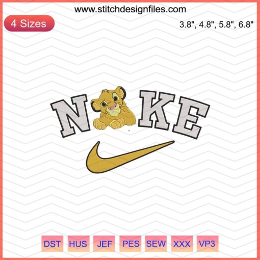 Simba Kid x Nike Embroidery Designs: Lion King-Inspired Machine Patterns for Nike Apparel.