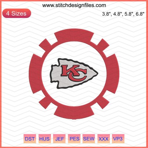 Kansas City Chiefs KC Circle Logo Embroidery Designs, Machine Embroidery File, NFL Team Logo Digital Design