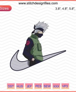Kakashi Cool Boy x Nike embroidery design, featuring unique Nike machine embroidery patterns, anime-inspired style.
