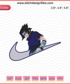 Sasuke So Sad Nike Embroidery File: Anime character in Nike gear, machine embroidery pattern, digital design download.