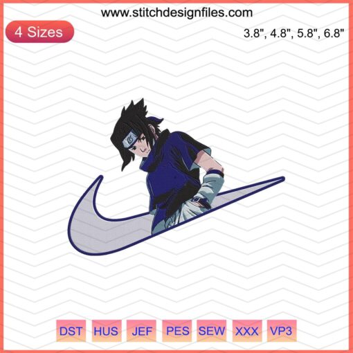 Sasuke So Sad Nike Embroidery File: Anime character in Nike gear, machine embroidery pattern, digital design download.