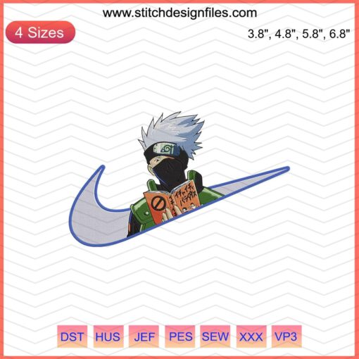 "Sasuke Embroidery Design: Utterly Gutsy Shinobi x Nike, Machine Embroidery File, Unique Thread Art for Sneakers & Apparel"
