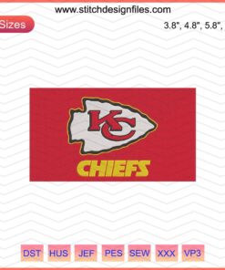 Kansas City Chiefs Logo KC Flag Embroidery Designs File, Machine Embroidery Patterns, NFL Team Embroidery Design.