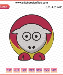 Kansas City Chiefs Sheep Logo Embroidery File; Machine Embroidery Designs, KC Chiefs Embroidery Patterns