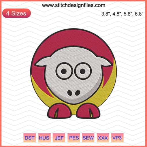 Kansas City Chiefs Sheep Logo Embroidery File; Machine Embroidery Designs, KC Chiefs Embroidery Patterns