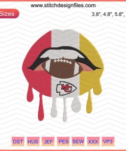 KC Lips Embroidery Design for Machine Embroidery, Kansas City Chiefs Inspired, Bold Red and White NFL Logo File Download
