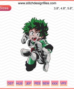 Midoriya Izuku Embroidery Design File, My Hero Academia, Machine Embroidery, Hero Costume, Anime Art, Downloadable Pattern