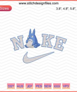 Nike x Totoro Embroidery Designs: Downloadable file for Nike My Neighbor Totoro machine embroidery patterns.