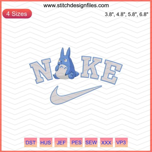 Nike x Totoro Embroidery Designs: Downloadable file for Nike My Neighbor Totoro machine embroidery patterns.