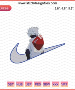 Kakashi Hatake embroidery design, Nike logo, Naruto machine embroidery, digital file for stitching.