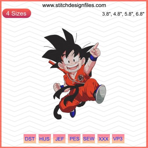 Goku Funny Embroidery Design File for Dragon Ball, Machine Embroidery, Anime-inspired Pattern, Instant Download