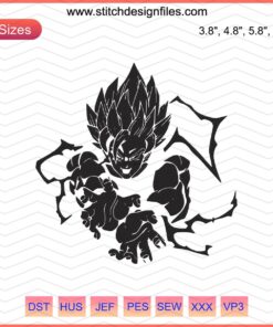 Goku Super Saiyan Embroidery Design File, Dragon Ball Z Machine Embroidery, Anime Sewing Pattern