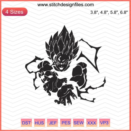 Goku Super Saiyan Embroidery Design File, Dragon Ball Z Machine Embroidery, Anime Sewing Pattern