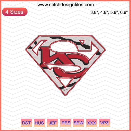 Kansas City Chiefs Logo Embroidery Design File, KC Super Logo for Machine Embroidery, NFL Chiefs Embroidery Pattern.