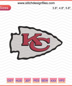 Kansas City Chiefs Logo Embroidery Designs File, Machine Embroidery Patterns, NFL Team Logo Embroidery STL Files