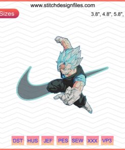 Vegito Super Saiyan Blue Embroidery Design for Nike, Dragon Ball-themed Machine Embroidery File, Anime Stitch Pattern