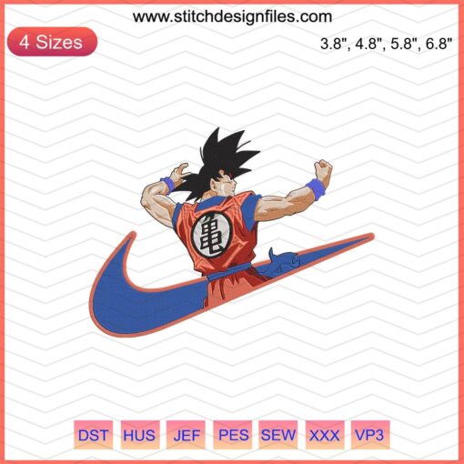 Goku Train Embroidery Designs File, Nike Dragon Ball Embroidery, Machine Embroidery Pattern, Anime Sewing Design