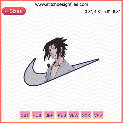 Itachi Sasuke Nike Naruto Embroidery Designs File, Machine Embroidery, Anime Faces, Digital Download