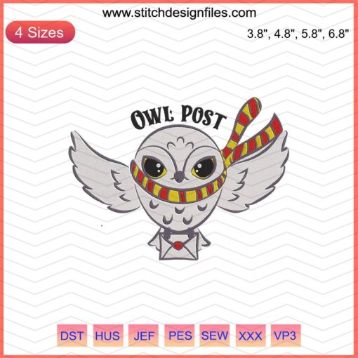 Harry Potter Owl Post Embroidery Designs, Machine Embroidery File, Magic-themed Pattern, Embroidery Design for Crafters