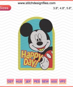 Mickey Happy Day Logo Embroidery Design, Disney Mickey Machine Embroidery Pattern, Digital File