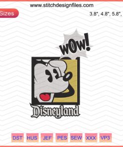 Disney Mickey Wow Embroidery Designs File: Machine Embroidery Patterns Featuring Disneyland's Iconic Mickey Mouse Theme.