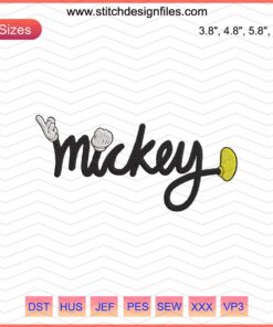 Mickey Letter Embroidery Designs File featuring Disney's Mickey Machine Embroidery in vibrant colors, perfect for craft projects.