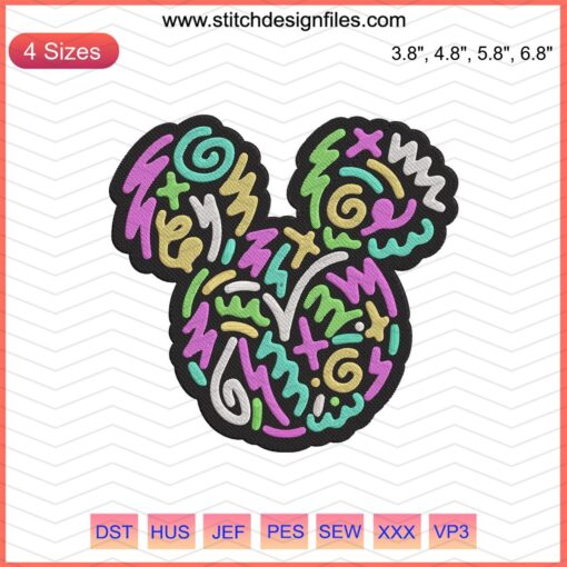 Colorful Mickey Embroidery Designs File showcasing Disney's Mickey Mouse for machine embroidery. Perfect for crafting enthusiasts.