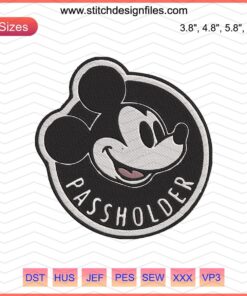 Mickey Head Logo Embroidery Design File, Disney Mickey Mouse Machine Embroidery Pattern, Instant Download.