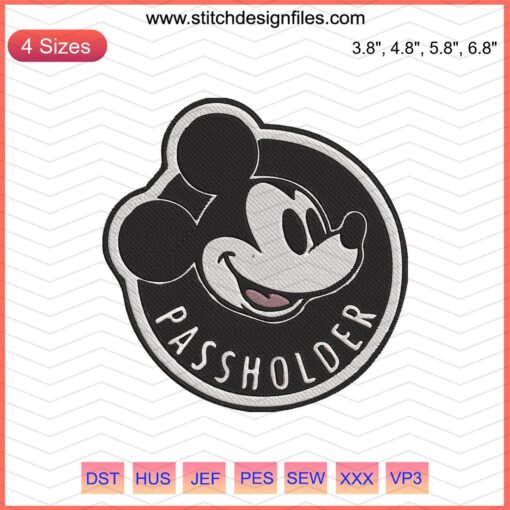 Mickey Head Logo Embroidery Design File, Disney Mickey Mouse Machine Embroidery Pattern, Instant Download.