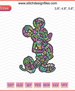 Mickey Mouse Bold Embroidery Design File - Disney Machine Embroidery, Lined Pattern, Digital Download