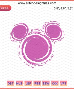Mickey Mouse Embroidery Design File, Disney Style, Machine Embroidery Design, Downloadable Mickey Embroidery Pattern.