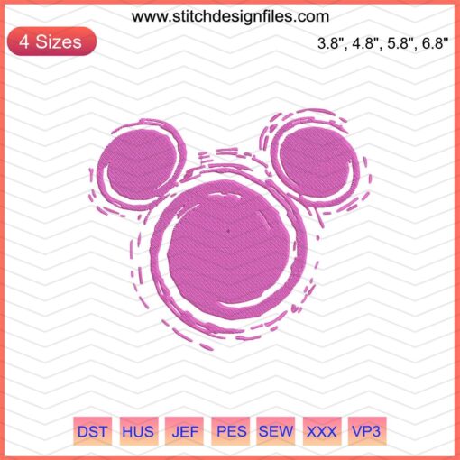 Mickey Mouse Embroidery Design File, Disney Style, Machine Embroidery Design, Downloadable Mickey Embroidery Pattern.