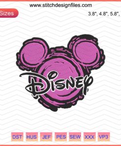 Mickey Mouse Disney Text Embroidery Design File, Machine Embroidery Digital Download for DIY Crafts and Sewing Projects