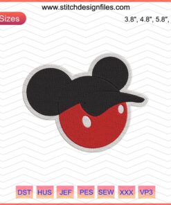 Mickey Hat Embroidery Designs File featuring Disney Mickey machine embroidery pattern, perfect for custom hat embellishments.