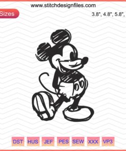 Mickey Mouse Machine Embroidery Designs File, Full Disney Embroidery Patterns for Craft Projects.